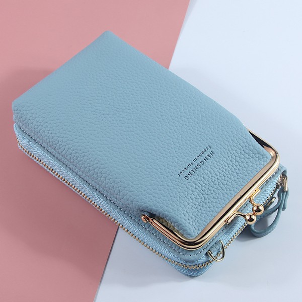 Mobiltelefonväska Plånbok Korthållare Väska med axelrem - i lager light blue