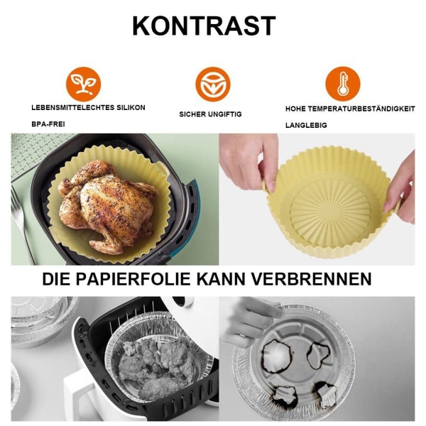 Air Fryer-korg Silikon Air Fryer-tillbehör, Diameter: 16,5 cm, Universal Air Fryer-korg, av Air Fryer Ugnstillbehör Köksredskap