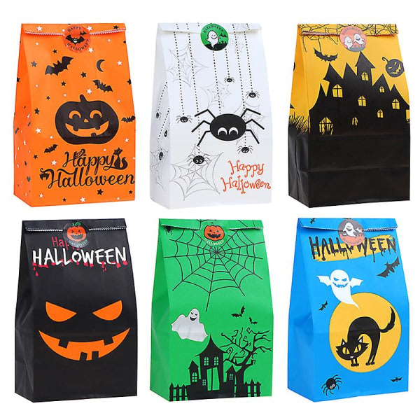 48 st Halloween-papper Present Trick Or Treat-påsar Festgodispåsar Multi-color 48PCS