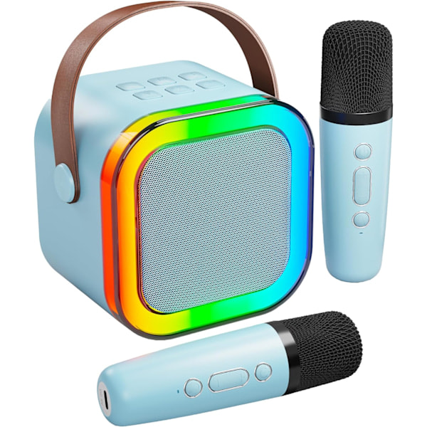 Karaokemaskin för barn och vuxna, portabel Bluetooth mini karaokemikrofon sjungande högtalare med 2 mikrofoner och ljus, leksaker lila Purple