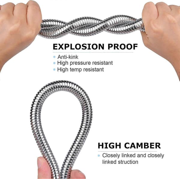 Kampanjer 399 cm extra lång duschslang. Krom duschmunstyckesslang av rostfritt stål OGO