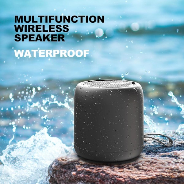 Bluetooth-högtalare, Portabel Mini Trådlös Högtalare Bluetooth 5.0 Utomhushögtalare med HD Stereo HiFi Bas, 1200mAh Batteri för Dusch, Resor, Sport black