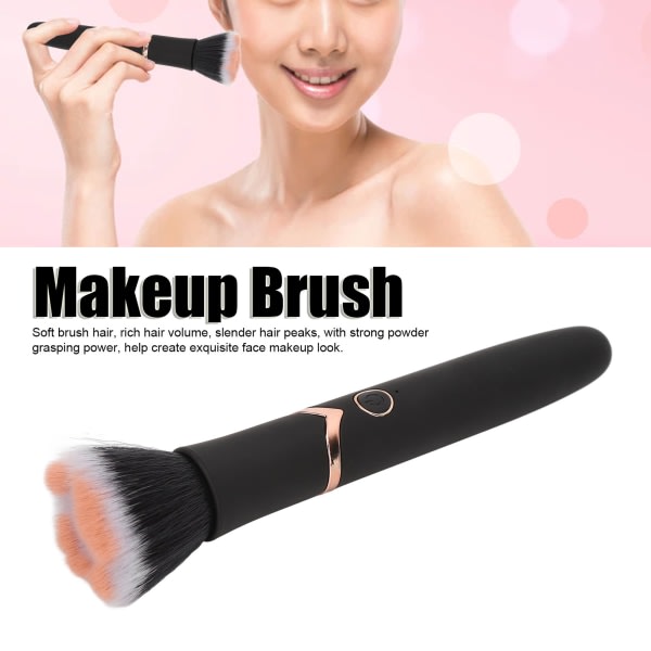 Makeup Brush Foundation Blush Lös Pulverborste 10 Gears Vibration elektrisk massageborste Svart