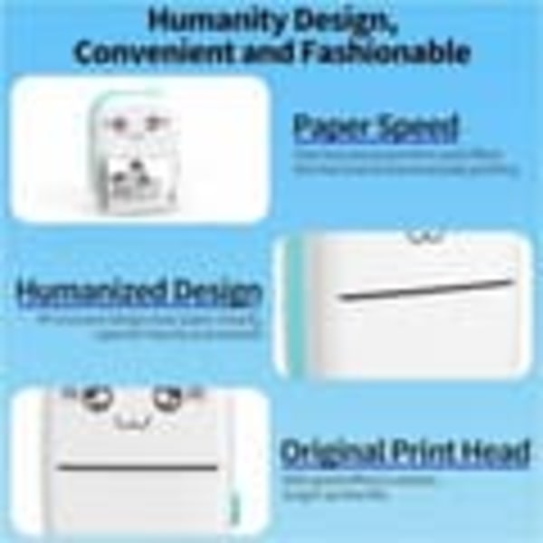 Mini Printer Bluetooth 200 Dpi Labelprinter Med 11 Ruller