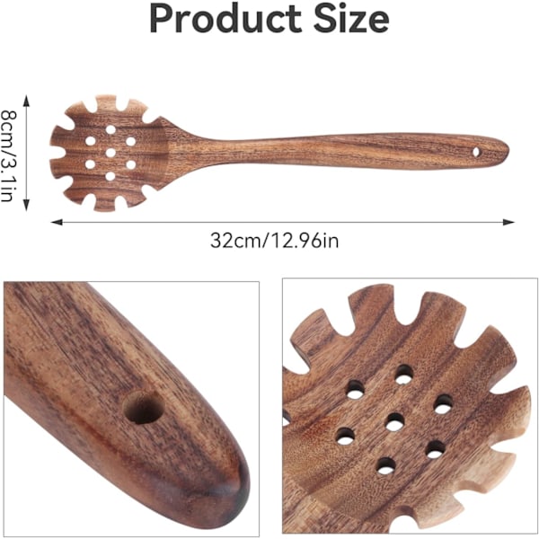 32 cm/12,6 tommers profesjonell tannet pastaskje Pastaskje for pasta sil