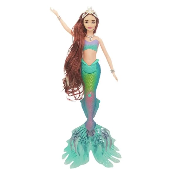 Kawaii 35CM Prinsesse Dukke Havfrue Dukke Skønhedsfisk BJD med Lys og Musik Legetøj Dukker Børn Gave Dark brown-3