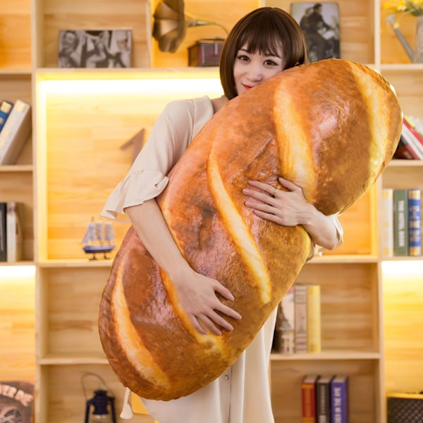 Wepop 24 tommer 3D Simulationsbrødform Pude Blød Lændestøtte Baguette Ryglæn Sjov Mad Plys Fyldt Legetøj