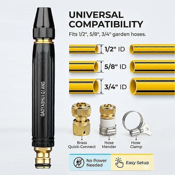 Högtryckstvättmunstycken för hemmet, vattenslangmunstycken för trädgårdsslangar, blomvattning Single Nozzle 2pcs
