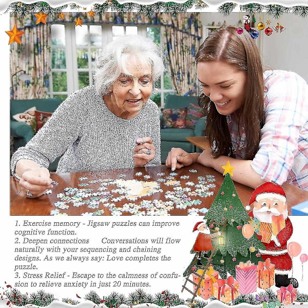 Adventskalender Puslespil 2023, Jul Adventskalender Puslespil 1000 Stk, Puslespil til Nedtælling til Jul