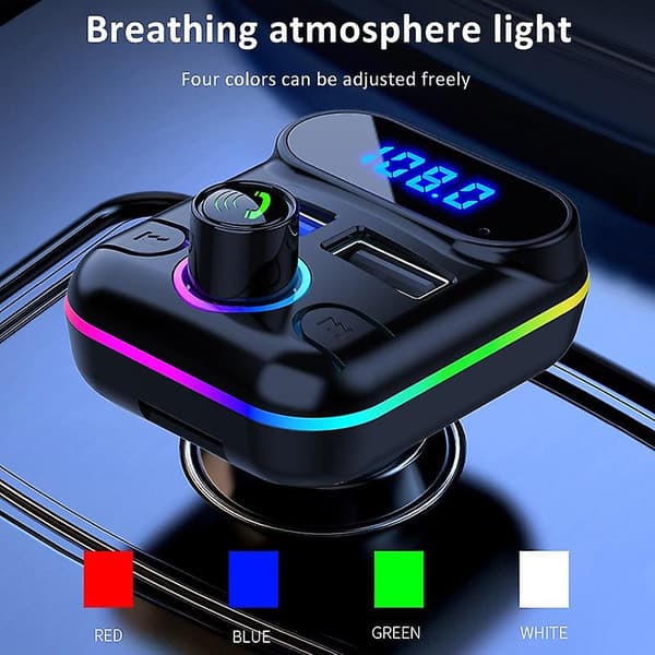 Bil Bluetooth 5.0 FM-sender Hurtig USB Biloplader MP3-afspiller Trådløst Håndfrit Bilsæt