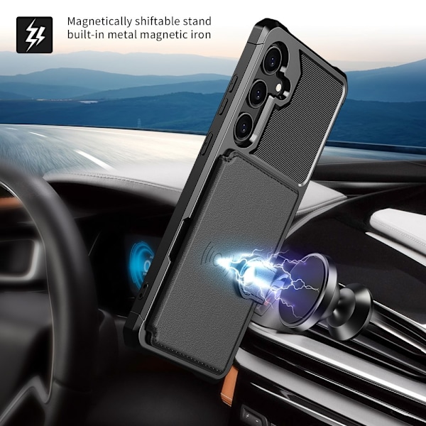 Galaxy A55 5G Etui med Magnetisk Tegnebog Sort