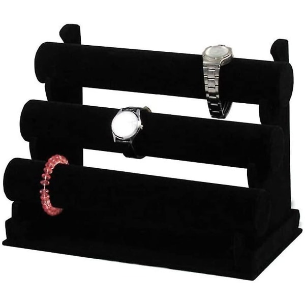 Smycken Display Stand 3-tier Black Velvet Avtagbar Stand Rack Armbandshållare
