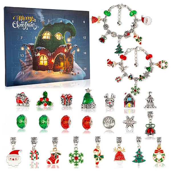 2024 Ny Julekalender DIY Armbånd Blind Box Smykker 24 Dager Nedtelling Adventkalender Jule Smykker Gave til Jenter Xmas Gift 1