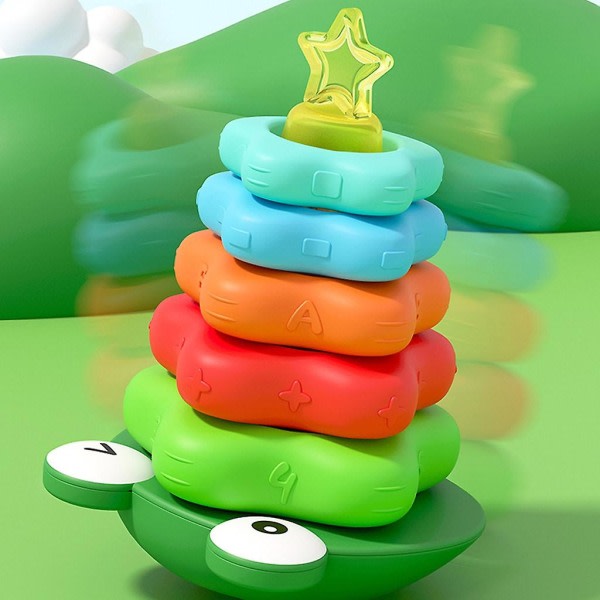Färgglada Tower Blocks Rattle Lekset för 3 år gammal Leksak Pedagogiskt set Stapling av musikgåvor Festtillbehör