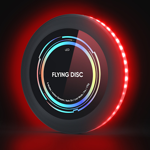 Laderbar LED Frisbee - 16 millioner farger RGB - Smarte moduser - Automatisk tenning - Morsom gave til jul, bursdag og camping red