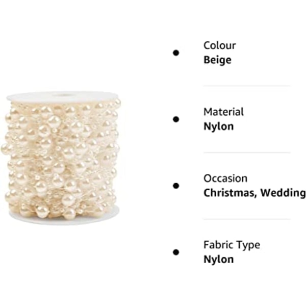 30M konstgjord pärlkedja, beige, pärlblomkedja för bröllop Tree (20cm 60g)
