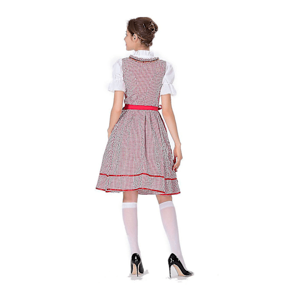 Hurtig levering Kvinder Tysk Dirndl Kjole Kostumer Til Bayersk Oktoberfest Halloween Karneval Rød Red 3XL