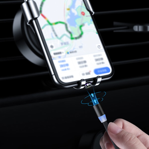 Magnetisk Laddningskabel 1 Meter 3 i 1 Nylonflätad Magnetisk Telefonladdningskabel för Android för IOS för Typ C Svart M005 Svart 3 i 1 0.1