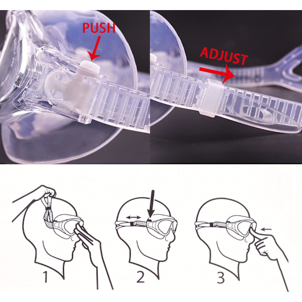 Svømmebriller, Bassengbriller for Voksne Transparent Anti-Fog Vanntette