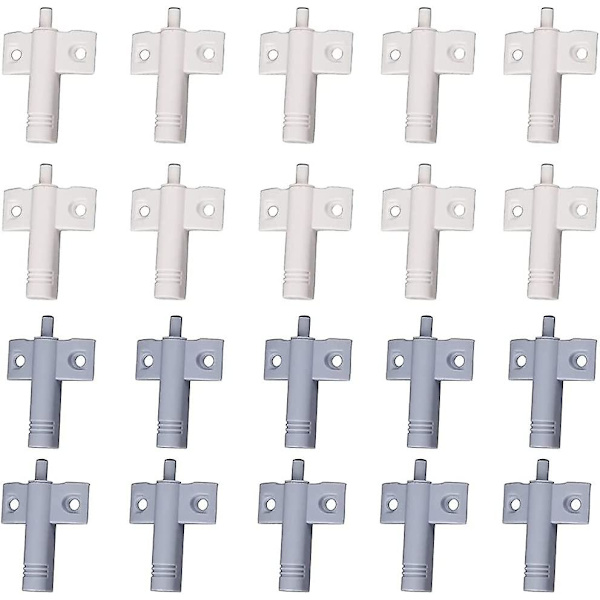 20 stycken köksdörrsdämpare, skåpdämpare, låddämpare, mjuk och tyst dämpare, för skåp, dörr (vit+grå)