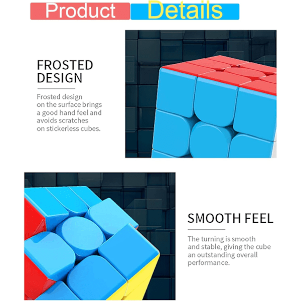 Speed Cube 3x3x3 Magisk Kube Puslespill Fidget Leker, Rask Glatt Sving Ultra Holdbar Farge-Matchende Puslespill