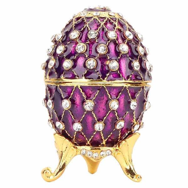 Emailleret Fabergé Påskeæg Smykkeskrin, Vintage Russisk Stil Emailleret Æg Organizer Smykkeskrin Unik Gave (Lilla)