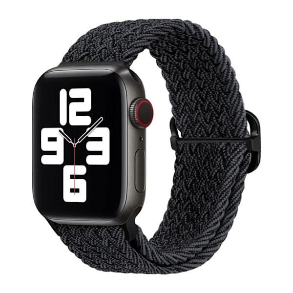 Flettet løkke til Apple Watch Rem 44mm 40mm 45mm 41mm 42mm 38mm 49mm Elastisk Solo armbånd iWatch series 9 se 7 5 6 Ultra2 Band 35.Sort grafit 35.Black graphite 38mm 40mm 41mm