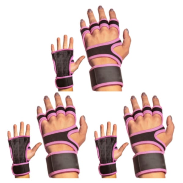 1/2/3/5 2 par Läder Lätta och andningsbara gymhandskar för Rosa S Pink S 3Set