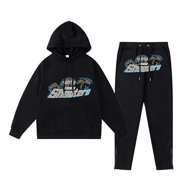 Trapst Tigerhoved Print Hættetrøje Plys Sweatshirt Mode Gradient Bogstav Casual Sports Sæt Print 07- Sort Print 07- Black M