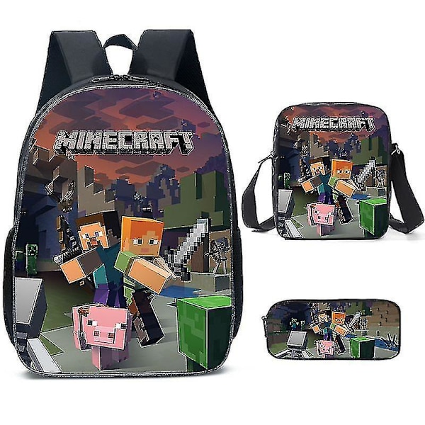 Minecraft-reppu ala- ja yläkouluun, Minecraft-peli tarvikkeiden reppu, kolmiosainen setti 1