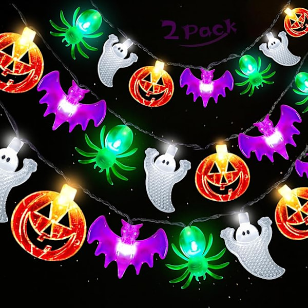 Halloween Lys Udendørs Indendørs Totalt 6 Meter 40 LED Græskar Flagermus Edderkop Spøgelse Halloween, Halloween Dekoration Lys Hjem Vindue Have Dekoration 1