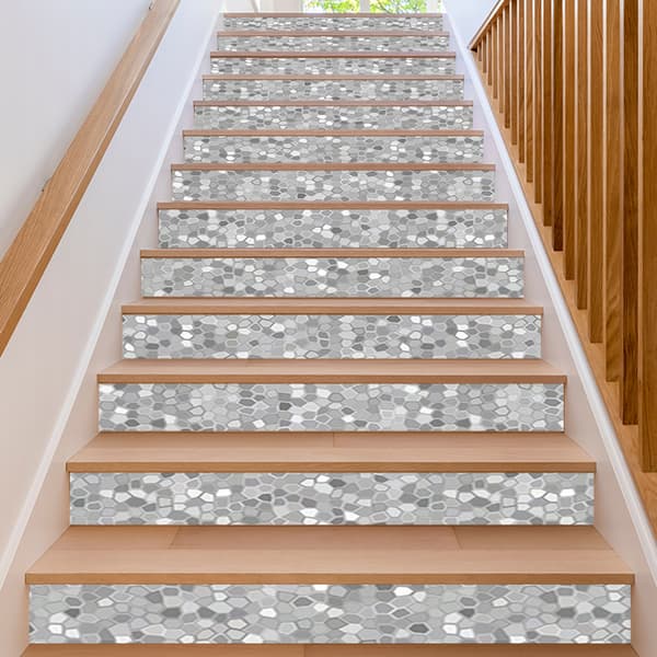13 stycken 3D silver mosaik trappdekaler