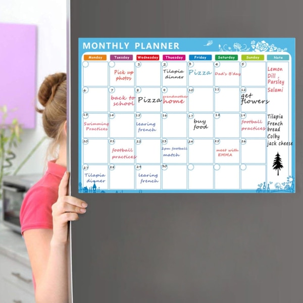 Magneettinen viikkokalenteri - Pyyhittävä kalenteri jääkaappiin - Sisältää liidut ja whiteboard-sienen - Perheen järjestäjä LZ00587 5