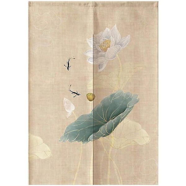 Noren Doorway Curtain Wallpaper (White Lotus, 33.5" X 59")