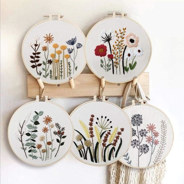 DIY Broderikit med Blomstermönster Cirkelbroderi Korsstygn S301
