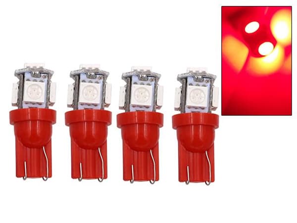 Rødt 12V LED-lys med 5x 5050SMD-chips til bilstyling Röda 4-pack