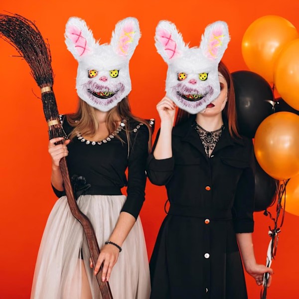 Desdfcer Halloweenmask, läskig Halloweenmask för kvinnor och män, Halloweenkanin Bunny Mask