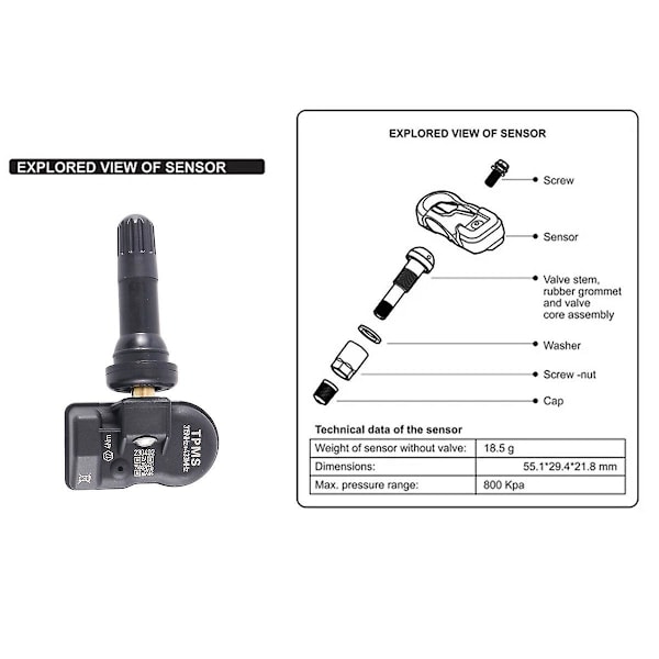 4 st Programmerbara MX-sensorer för TPMS Däcktrycksövervakning 315MHz 433MHz Universell 2 i 1 Reparation
