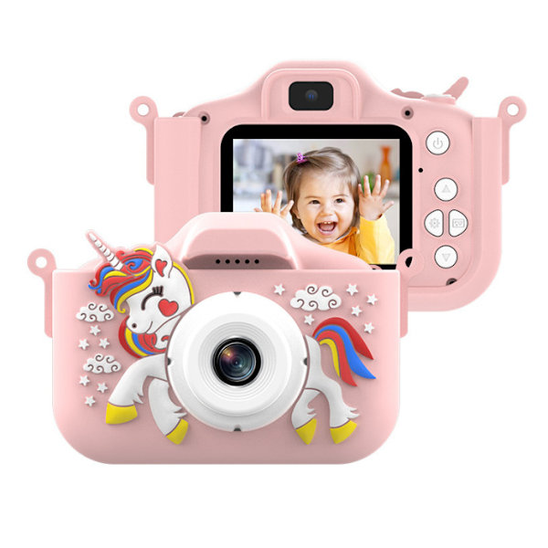 Lasten kamera, jolla voi ottaa valokuvia ja videoita, mini kamera syntymäpäivälahja, pieni järjestelmäkameran pikakamera pink