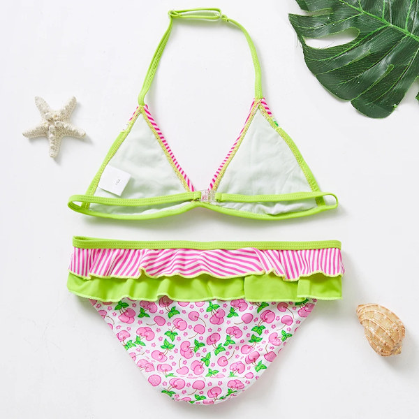 2~14Y Flickbaddräkt Tvådelade Bikiniset för flickor Barn Badkläder Flickor Badkläder Barn Strandkläder Biquini infantil-ST139 ST275 grön ST275 green 5-6Y