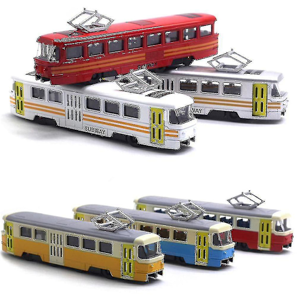 Tog Tram Diecast Legetøjsbil Musikalsk Oplysning Børns Legetøj Feriegave Blue