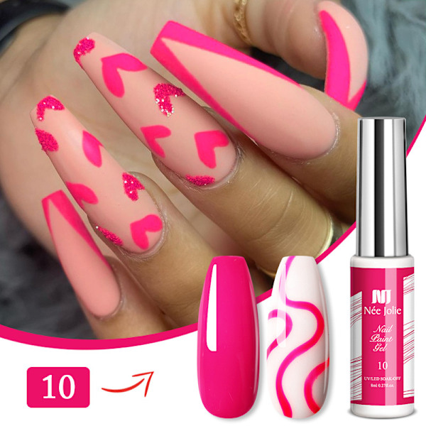 12 Färger Lim 3D Målade Naglar Nagelritningslim Haken Lim