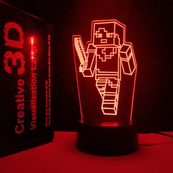 3D nattlampa 16 färger Illusion bordslampa med fjärrkontroll USB uppladdningsbar för jul inredning i sovrummet --- My World