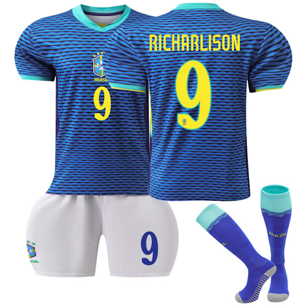2024 UEFA Brasilien Bortatröjor Fotbollströjor Uniform Tränings T-shirts #9 Richarlison #9 Richarlison Kids 22(120-130cm)