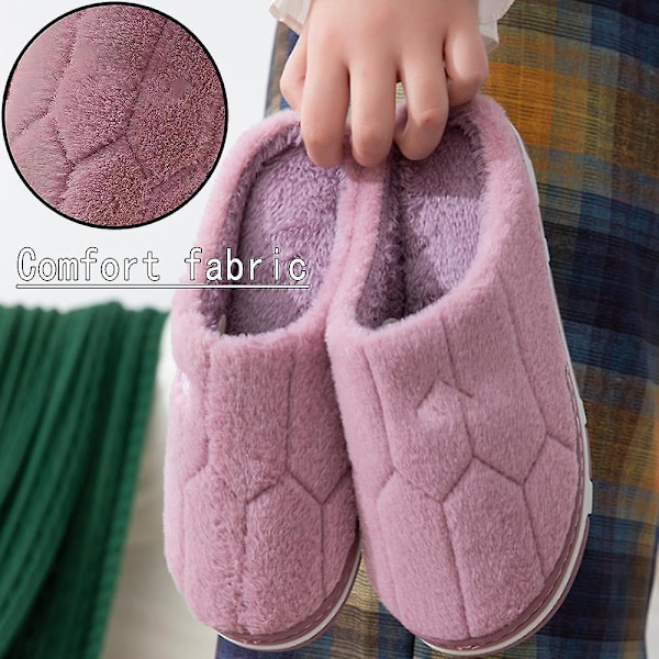 Lila Kaninhår Slip-On Fuzzy Tofflor Memory Foam Tofflor Inomhus Utomhus Varma Plysch Sovrumsskor Med Fuskpälsfoder Purple