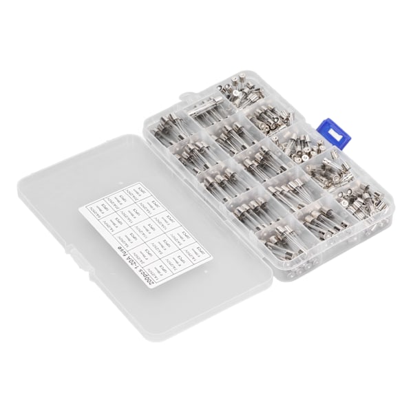 Autosulakkeiden sarja - 200 kpl Lasisulakkeita autoon, asuntovaunuun, veneeseen, kuorma-autoon - 5x20mm 6x30mm 250V