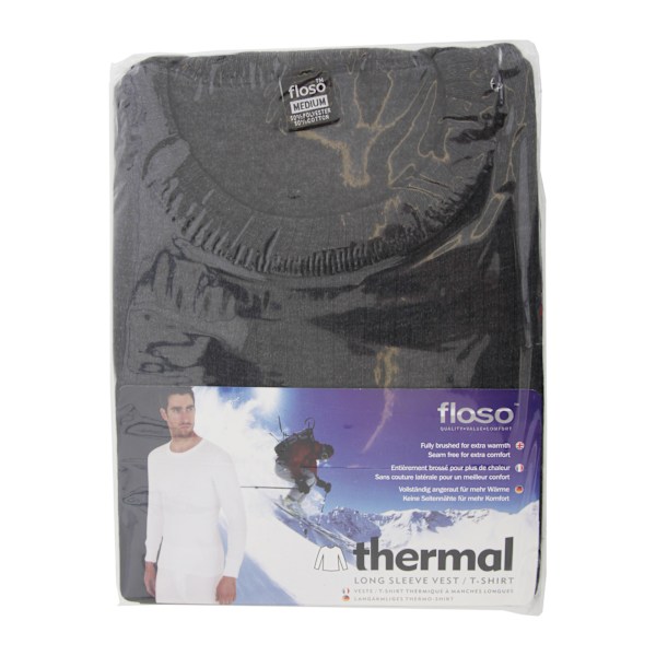 FLOSO Termisk Undertrøje Langærmet T-shirt Top (Standard Charcoal) Charcoal Chest: 32-34ins (Small)