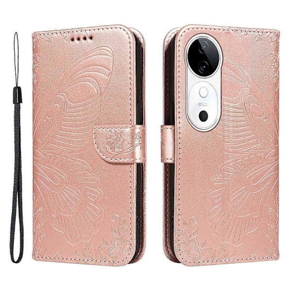 Plånboksfodral för vivo S19 5G/V40 5G Stötsäkert Flip Fodral Blommigt Fjäril Läder Telefonfodral Flerfärgat Multicolor Style F