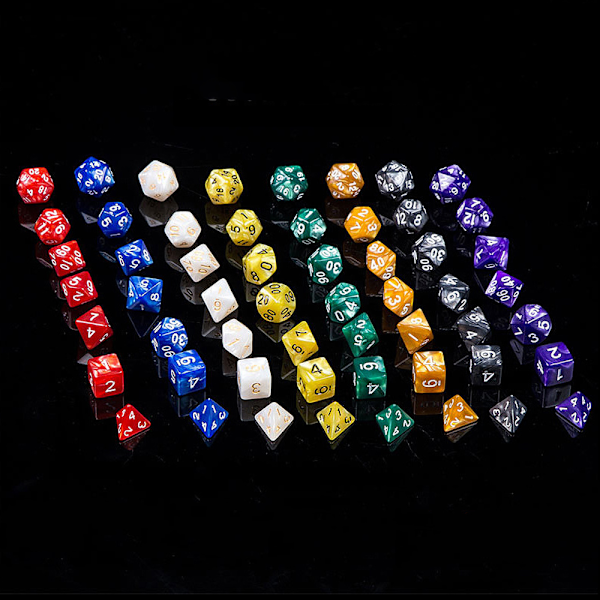 (56 stykker) Polyhedral terninger 8 farver Rollespils terninger Dat de Je E