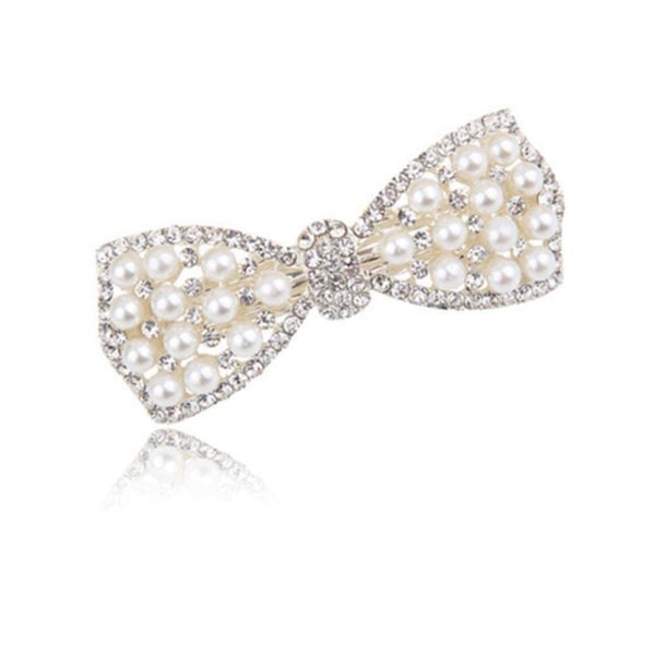 HHL Silver i koreansk stil Kristall Strass hårspännen Butterfly Pearls Hårklämmor Pins for Women Girls (1st)